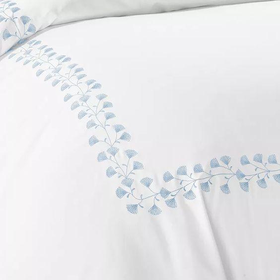 EMBROIDERED DUVET COVER SET - (FLORAL TULIPS)Queen 220x240cm