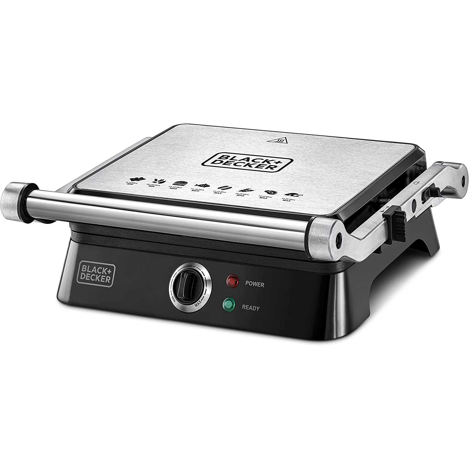 1400w contact grill with full flat grill for barbecue, black