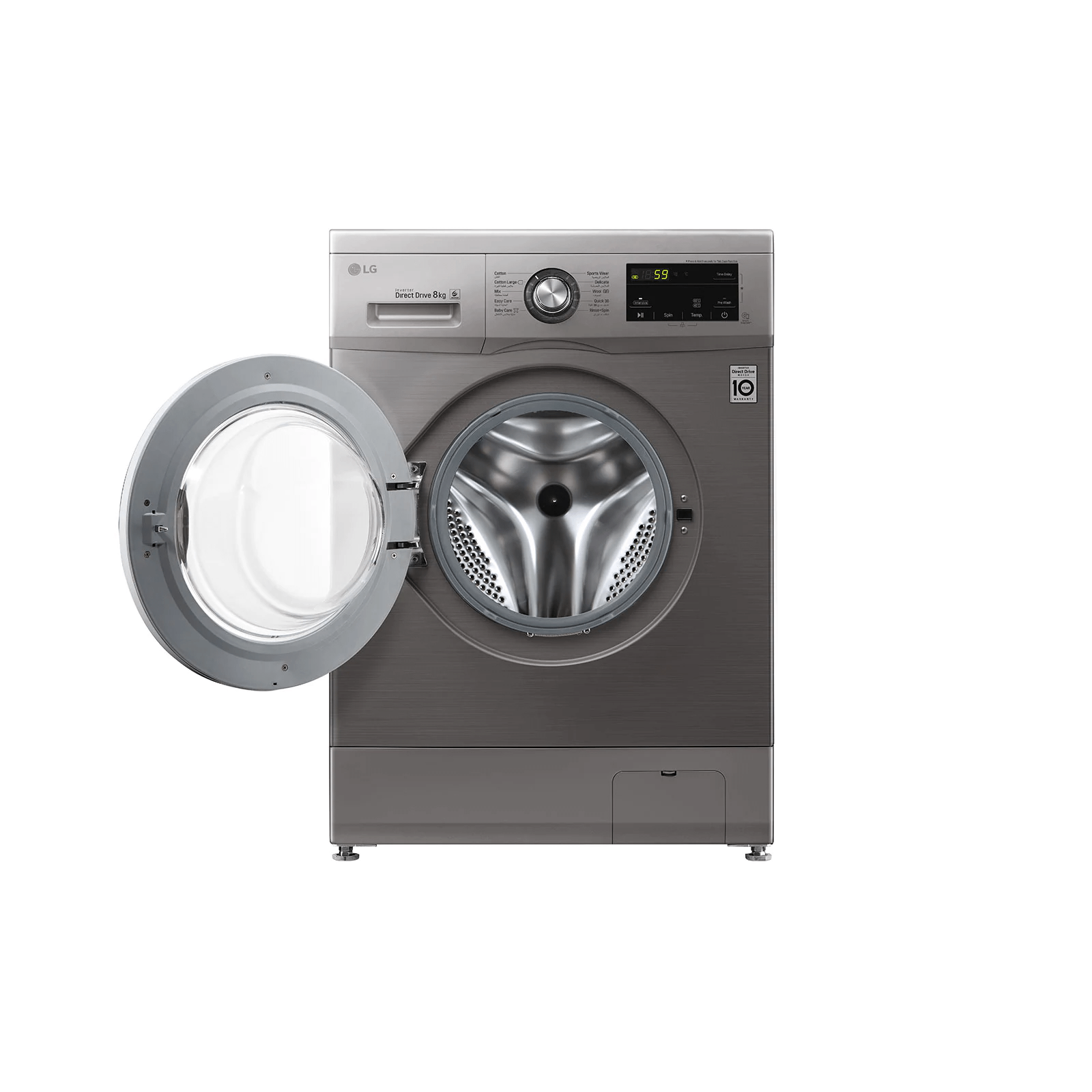 LG Automatic Washing Machine, 8 Kg, Inverter Motor, Silver -