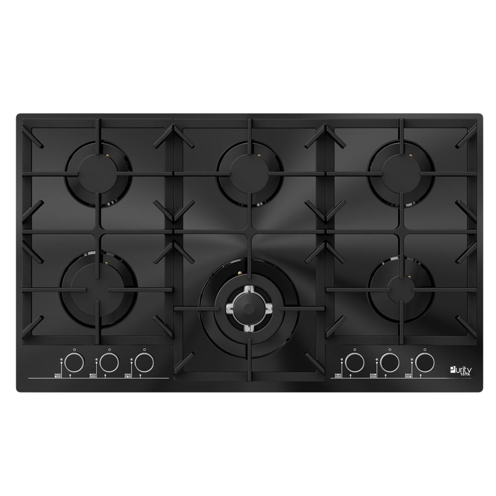 Purity Built-in Gas Hob, 90cm, 6 Burners, Black - HPT902G