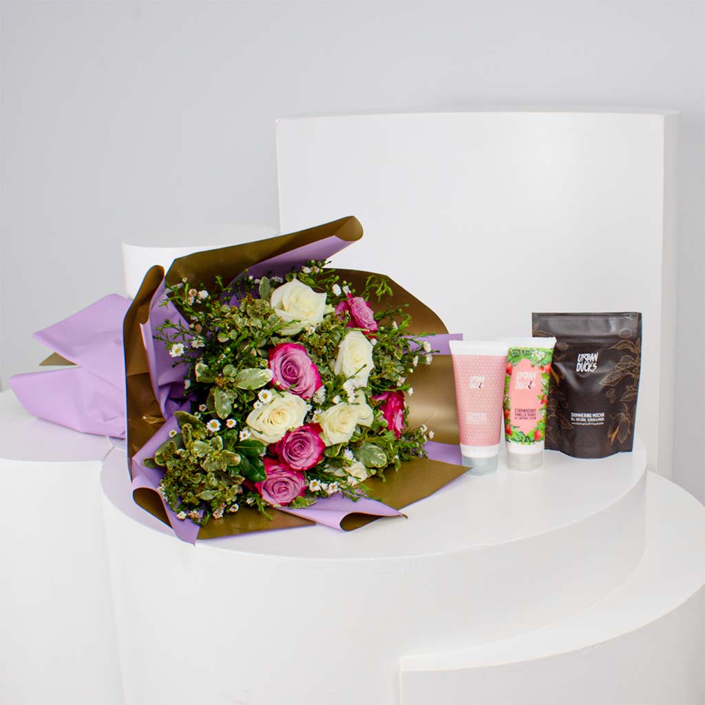 Urban ducks body care bundle and 12 roses