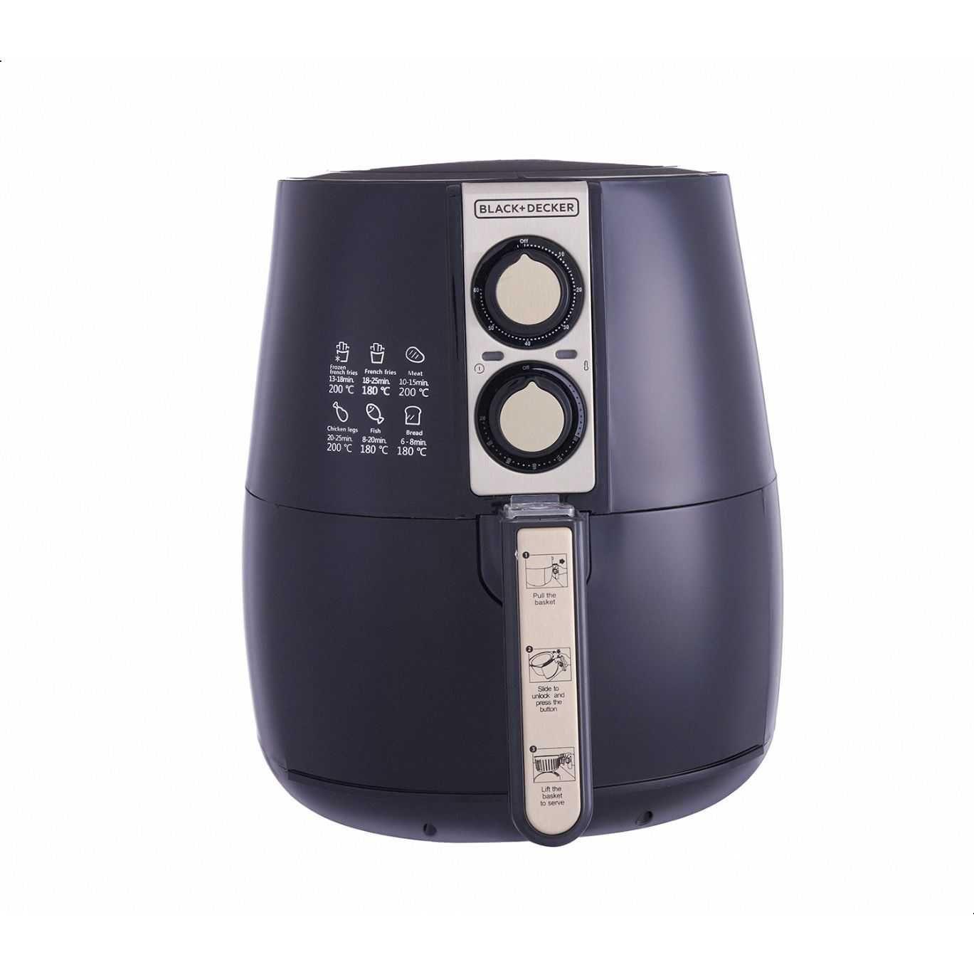 Black -Decker Air Fryer Without Oil, 1500 Watt, 4 Liter, Bla