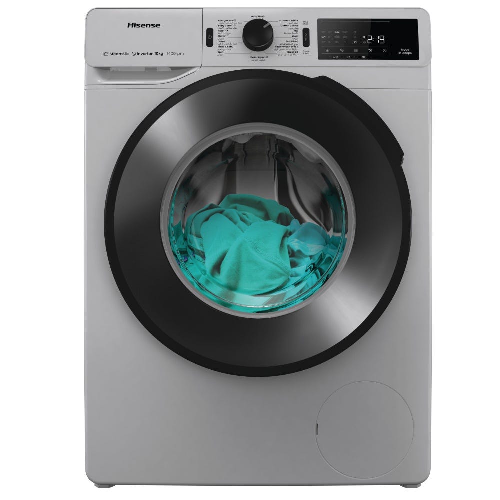 Hisense,Front loading 10KG , 1400rpm , Premium Silver color,