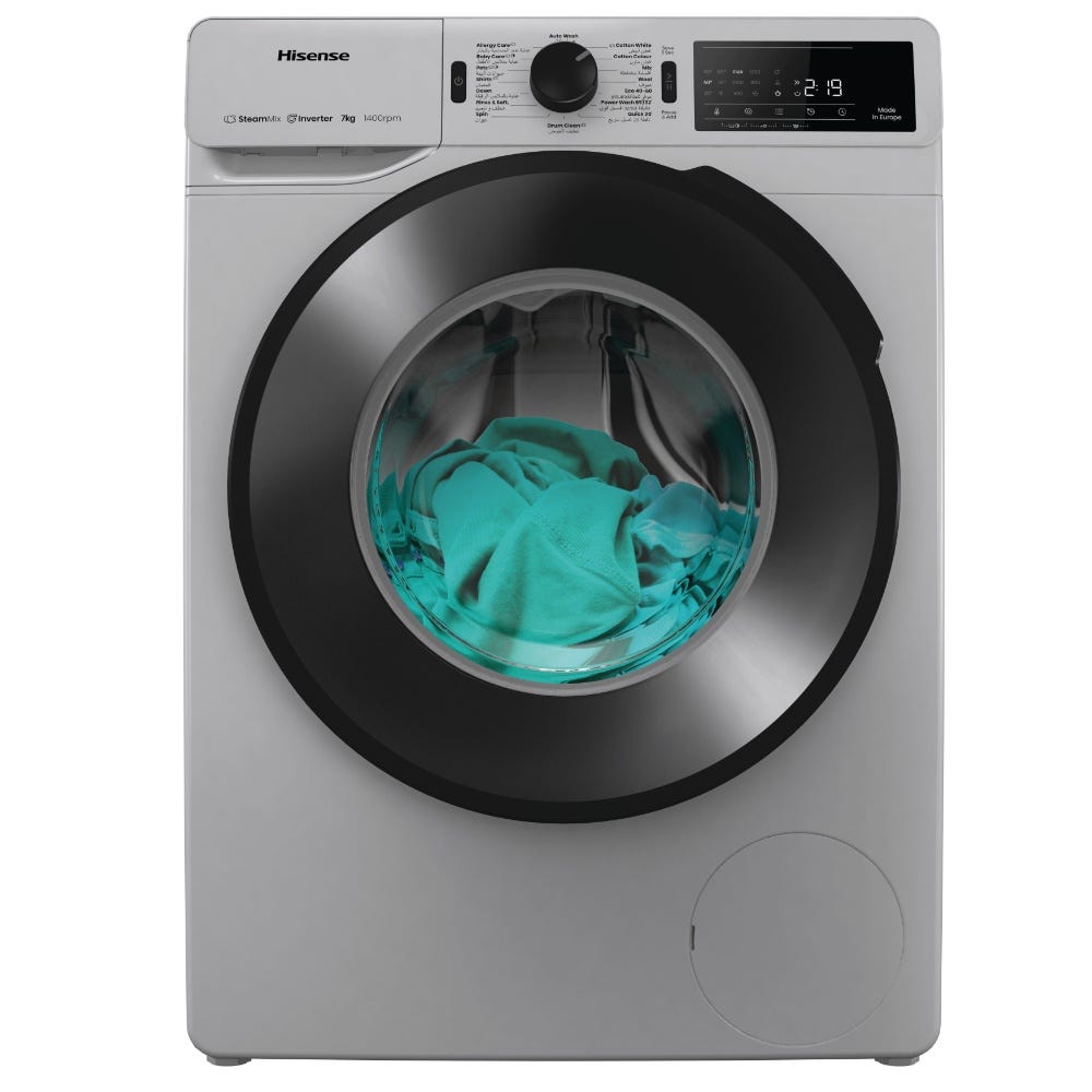 Hisense,Front loading 7KG , 1400rpm , Premium Silver color,i