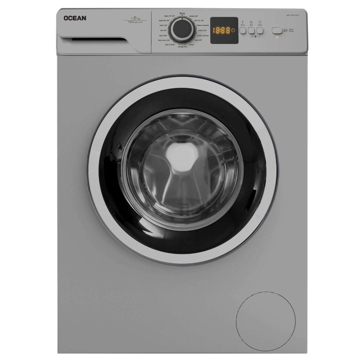 Ocean Washing Machine Front Load 6 KG Silver 1000 RPM Spin 1