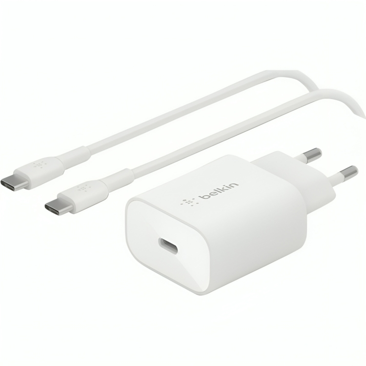 Belkin PD 25W USB-C CHARGER with 1M PVC C-C CABLE - White