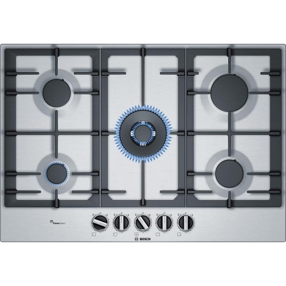 Bosch Built-in Hob, 75CM Series 6 Gas, 5 Burners, Stainless