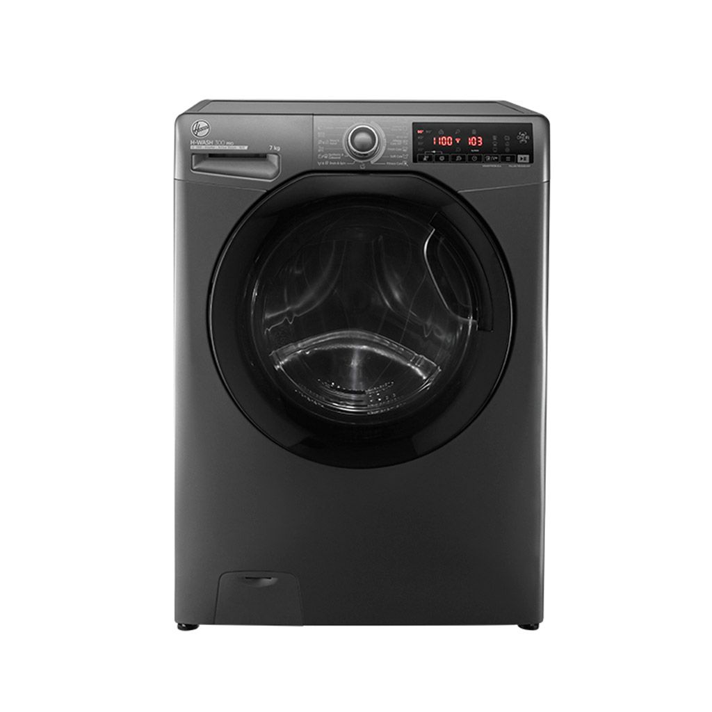 Hoover washing machine 7 kg 1100 rpm - black door - silver c
