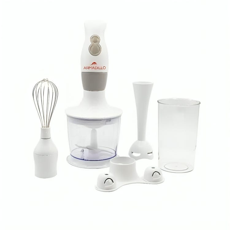 Armadillo multi-function hand blender, white-gray, 2 speeds,