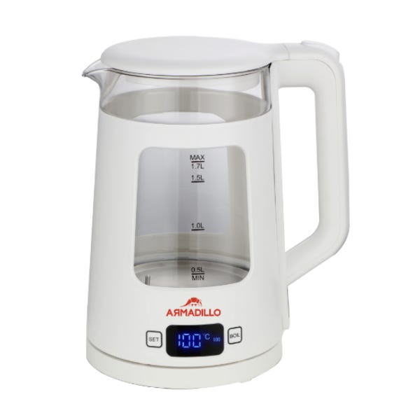 Armadillo Glass Kettle Digital 1.7L 1850-2200W White