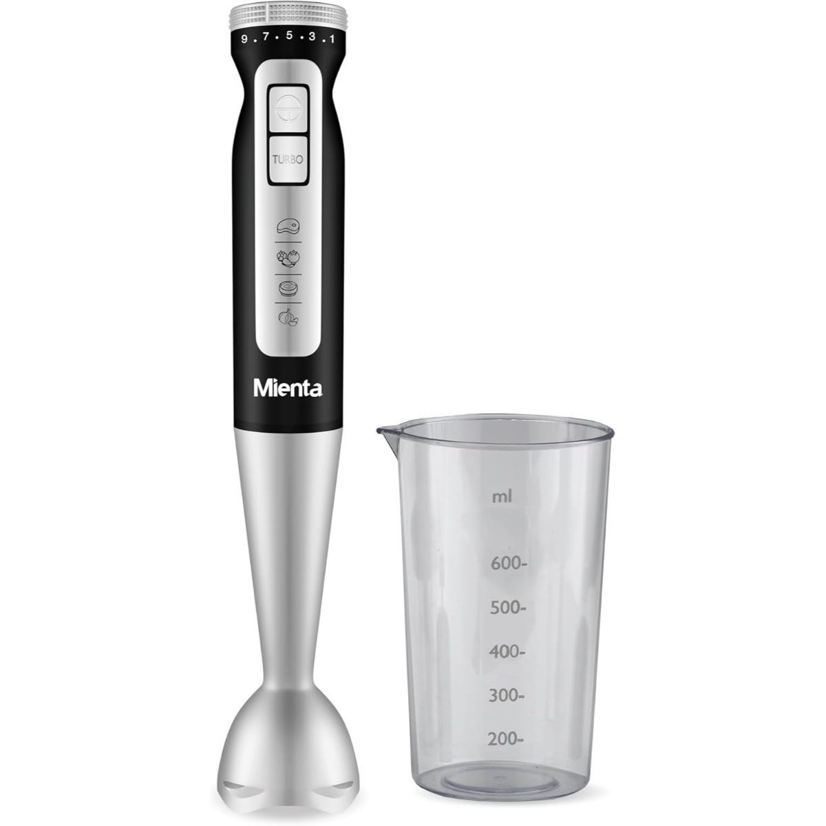 Mienta Turbo Hand Blender with Beaker, 600ml, 1000 Watt, Bla