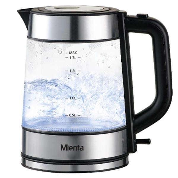 Mienta Glass Electric Water Kettle, 1.7 Liter, 2200 Wat