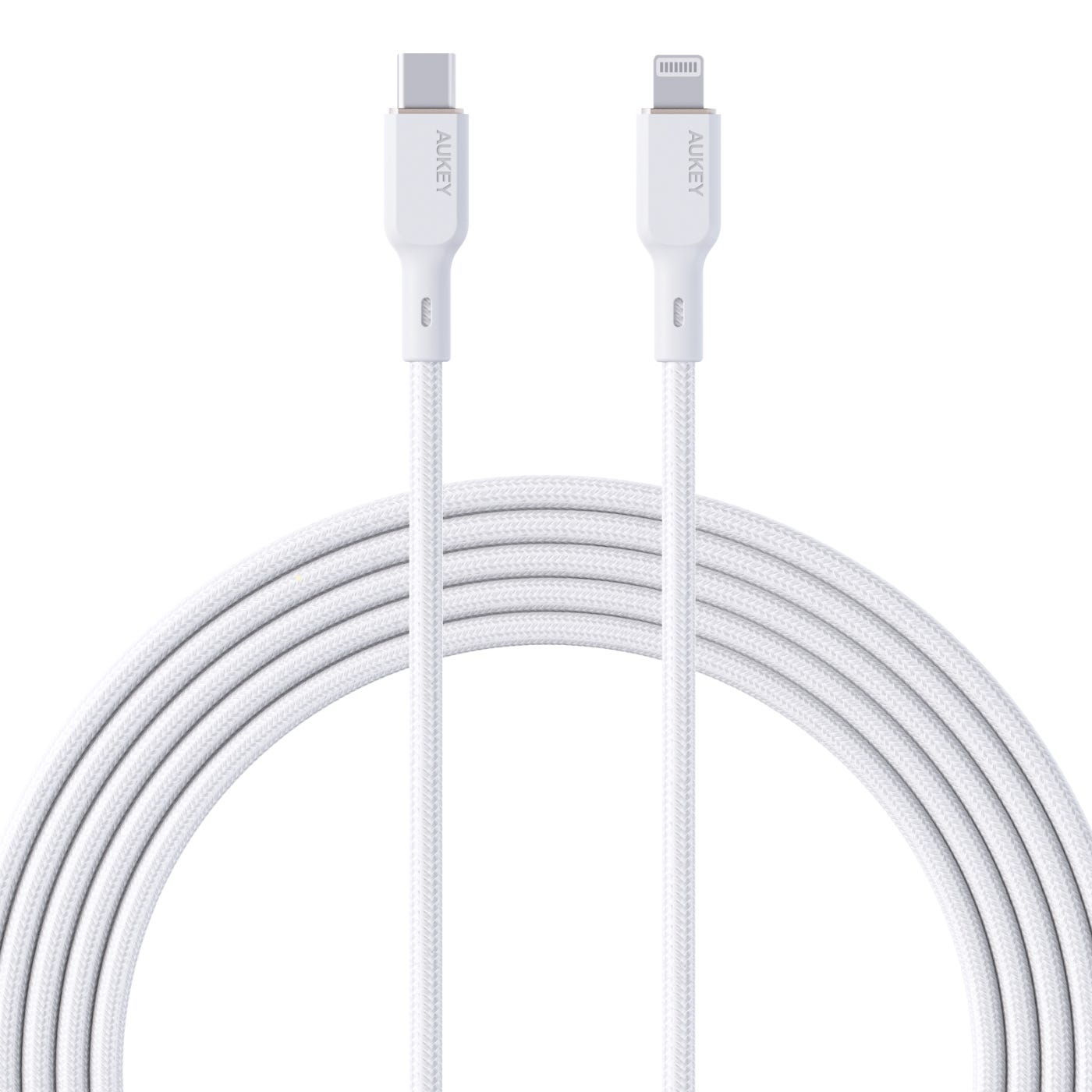 AUKEY 1m Nylon Braided USB C to Lightning Cable CB-NCL1-WH