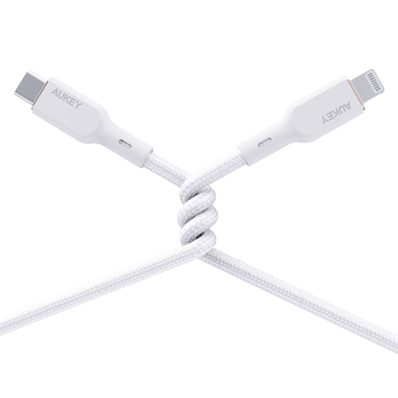 AUKEY 1m Nylon Braided USB C to Lightning Cable CB-NCL1-WH
