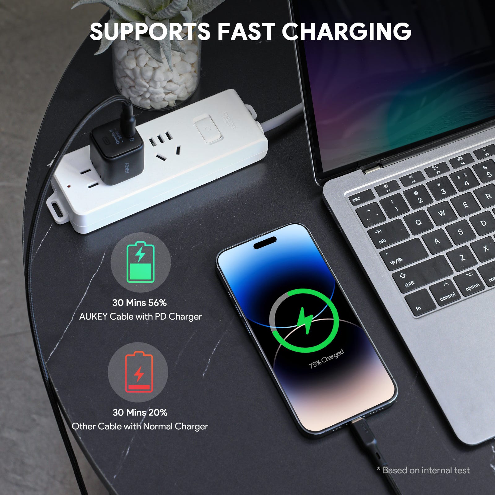 AUKEY 1.8m Nylon Braided USB C to Lightning Cable CB-NCL2-BK
