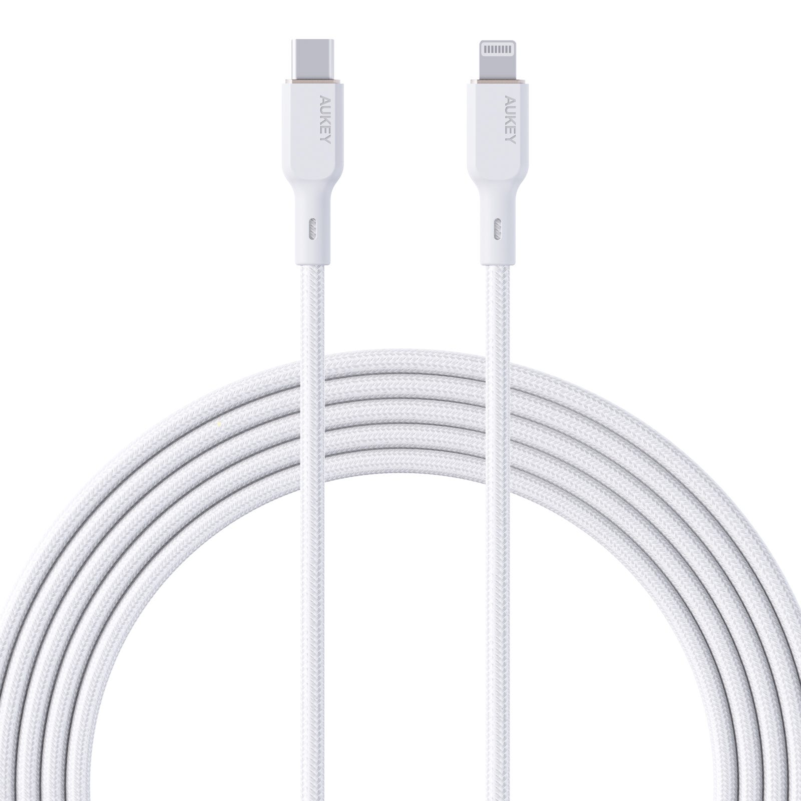 AUKEY 1.8m Nylon Braided USB C to Lightning Cable CB-NCL2-WH