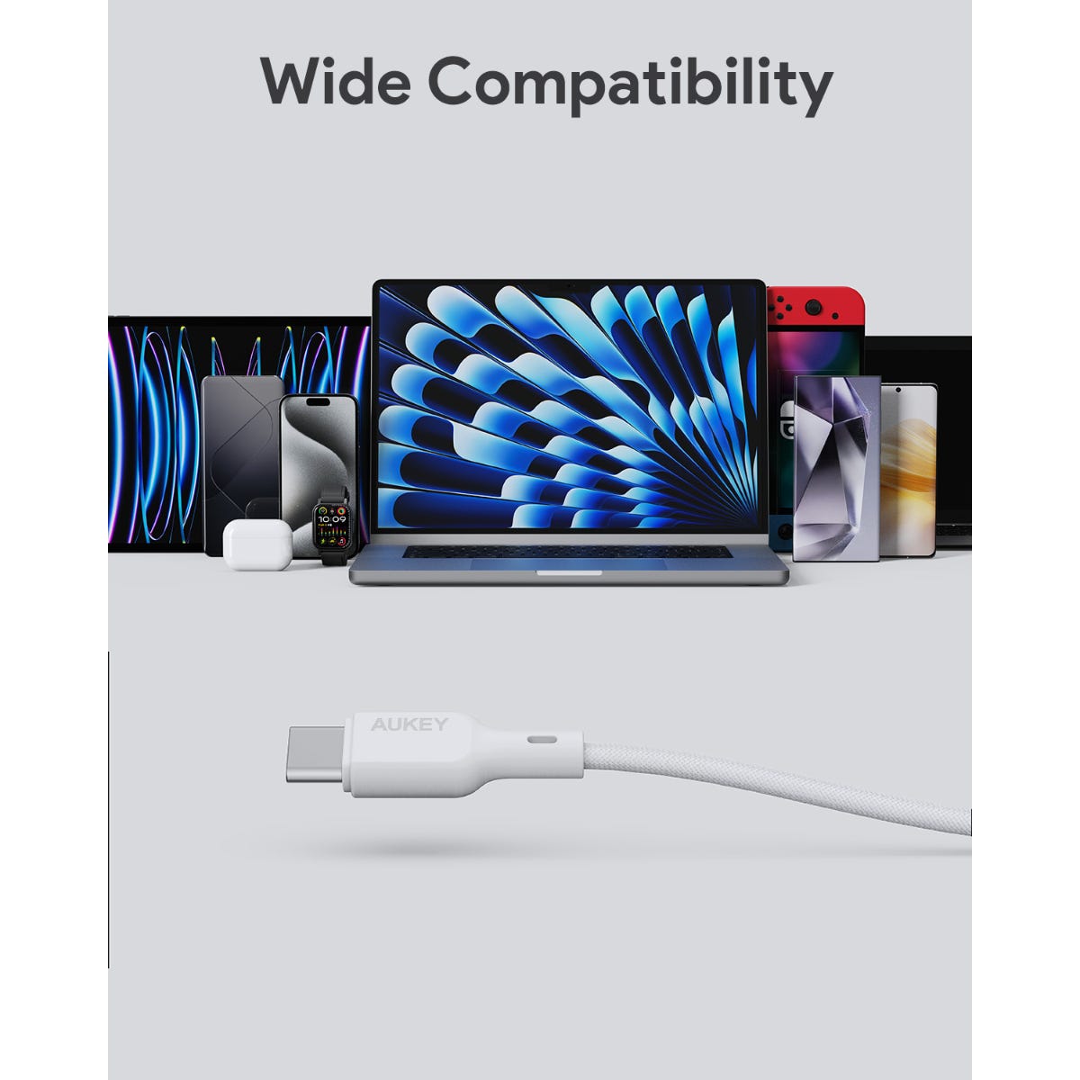 AUKEY USB 2.0 C TO C 60W Braided 1M CB-DCC063-WH