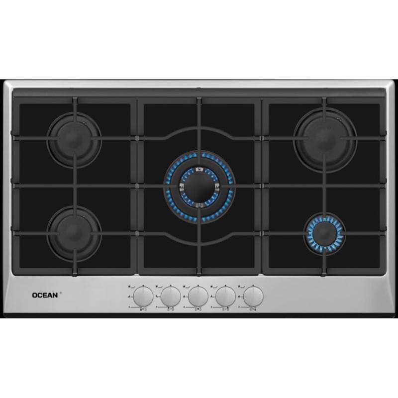 Ocean Built in Gas Hob 90 cm,, 5 burners, black glass