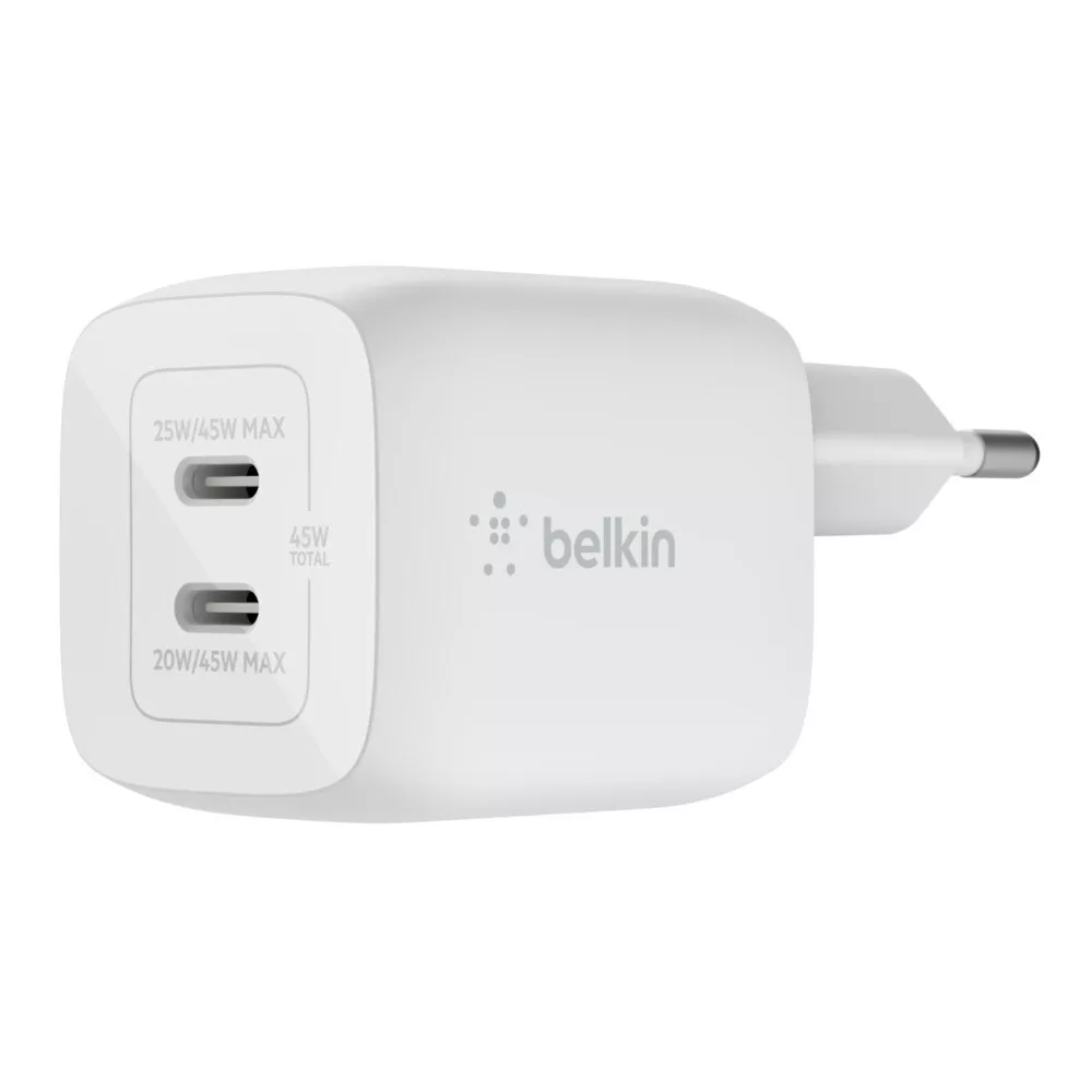 Belkin 45W DUAL USB-C GAN CHARGER - White