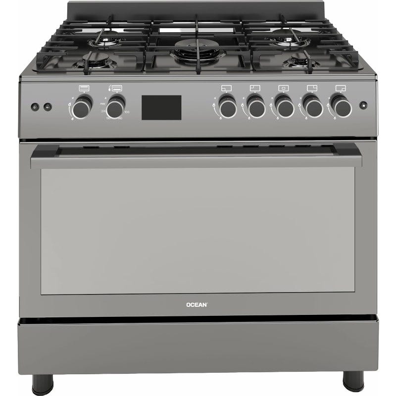Ocean Gas Cooker 5 Burners Cast Iron 90cm With Fan Stainless