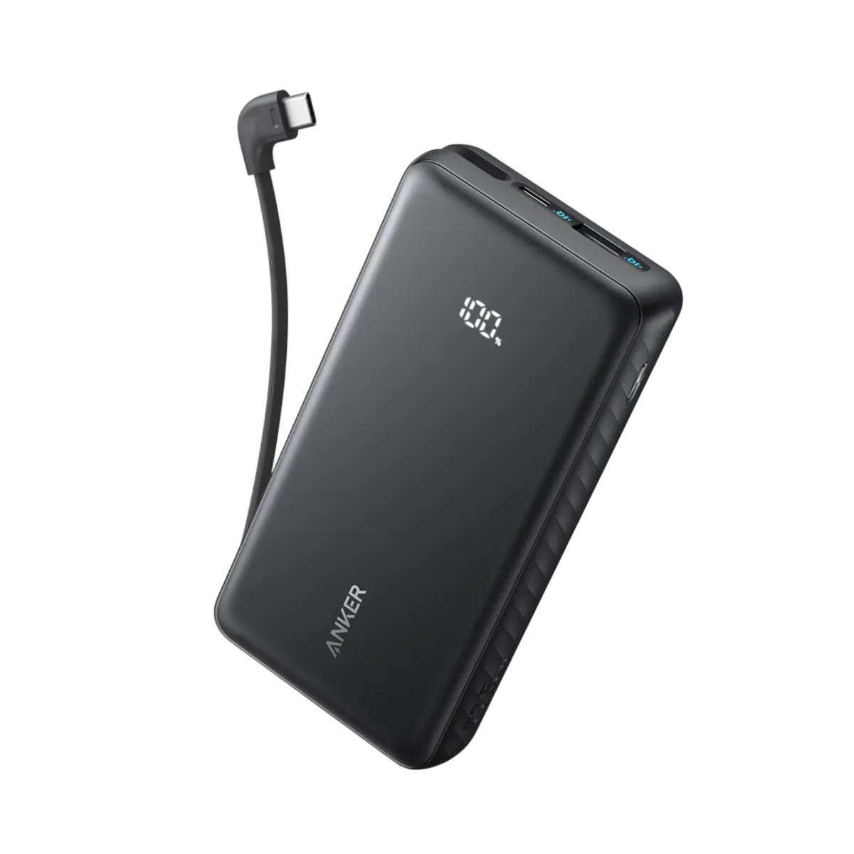 Anker Zolo Power Bank (20K, 22.5W, Built-In USB-C Cable) Bla