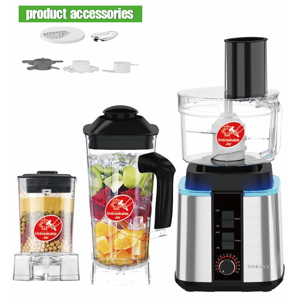 Sokany 9-in-1 Food Processor, 6000W