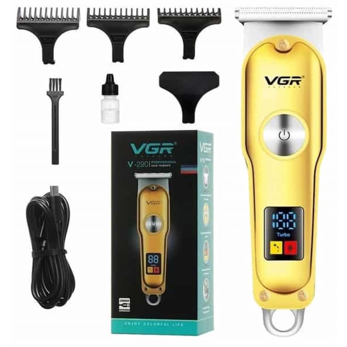 Professional Hair Clipper with LED Display for Men Gold