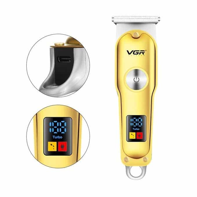 Professional Hair Clipper with LED Display for Men Gold