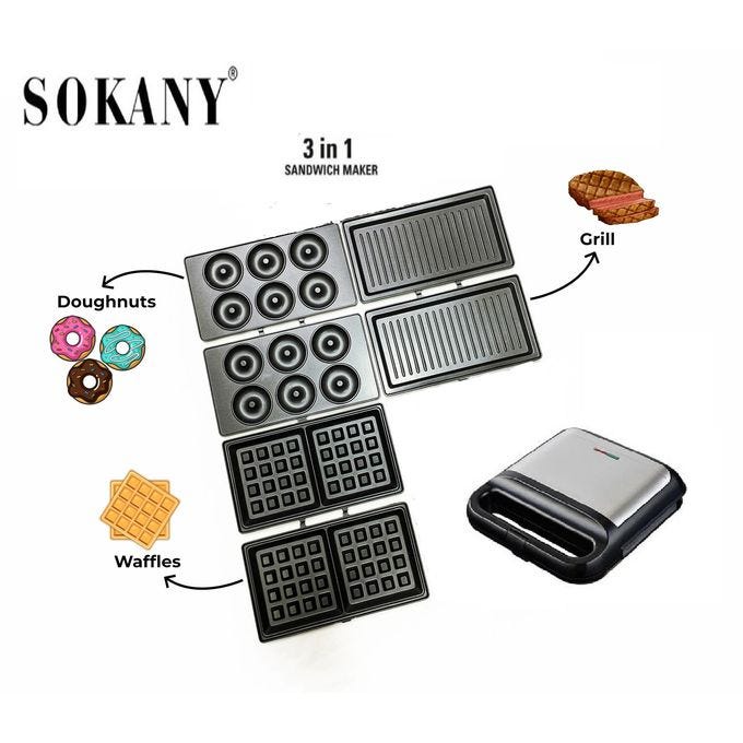Sokany 3-in-1 Sandwich Maker 1200W