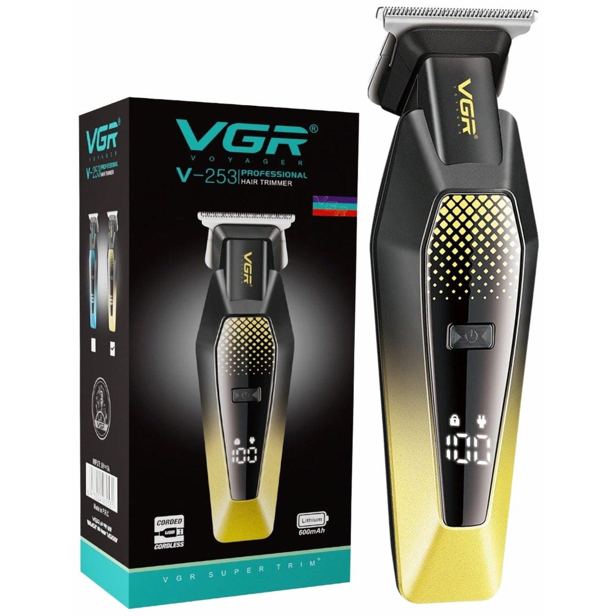Professional Rechargeable Hair Trimmer, Black Gold