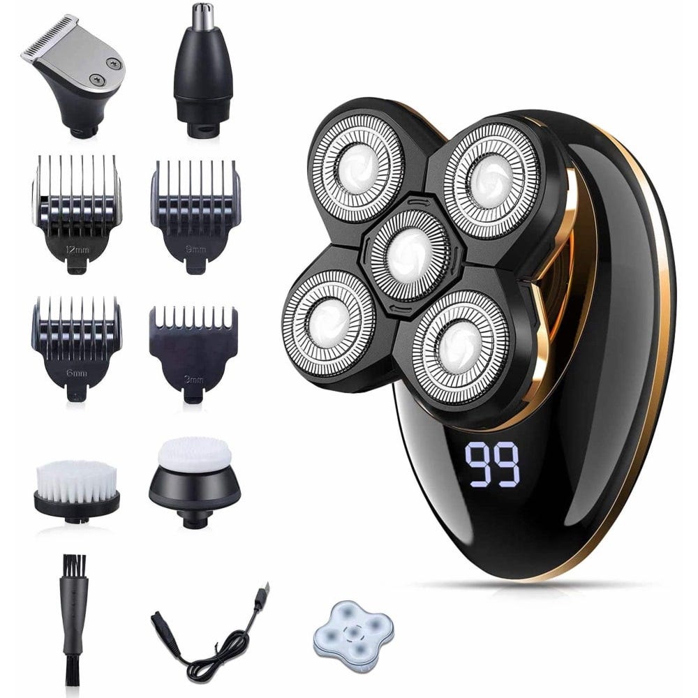 Mens Head Shaver for Bald Men 5 in 1 LED Electric Cordless R