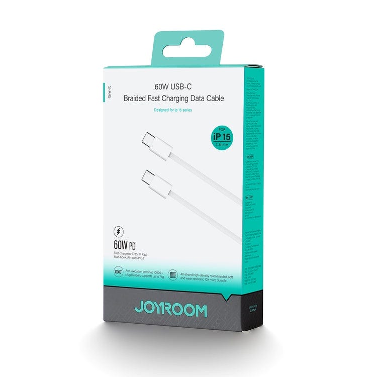 Joyroom S-A45 Braided 60W Cable C to C 1m - White