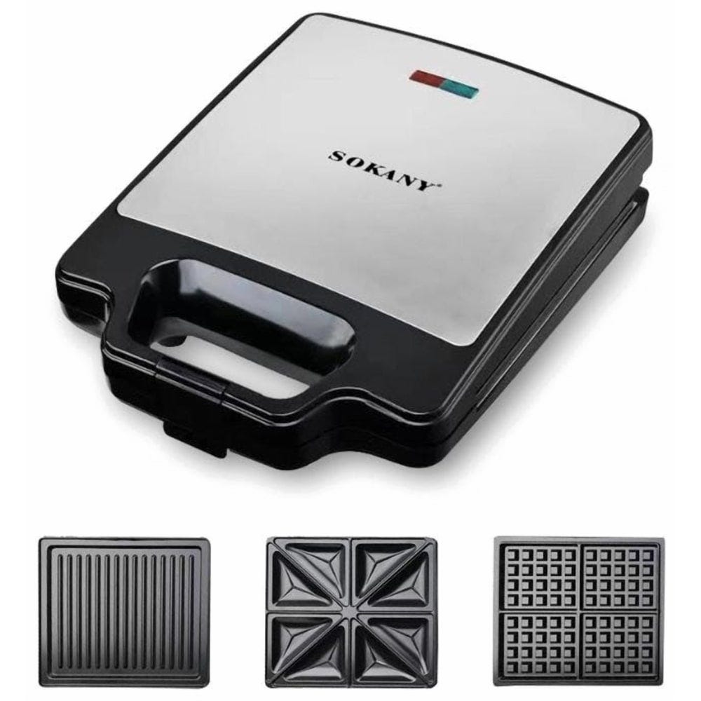 Sandwich Maker,3-in-1 1400W, Black and Silver